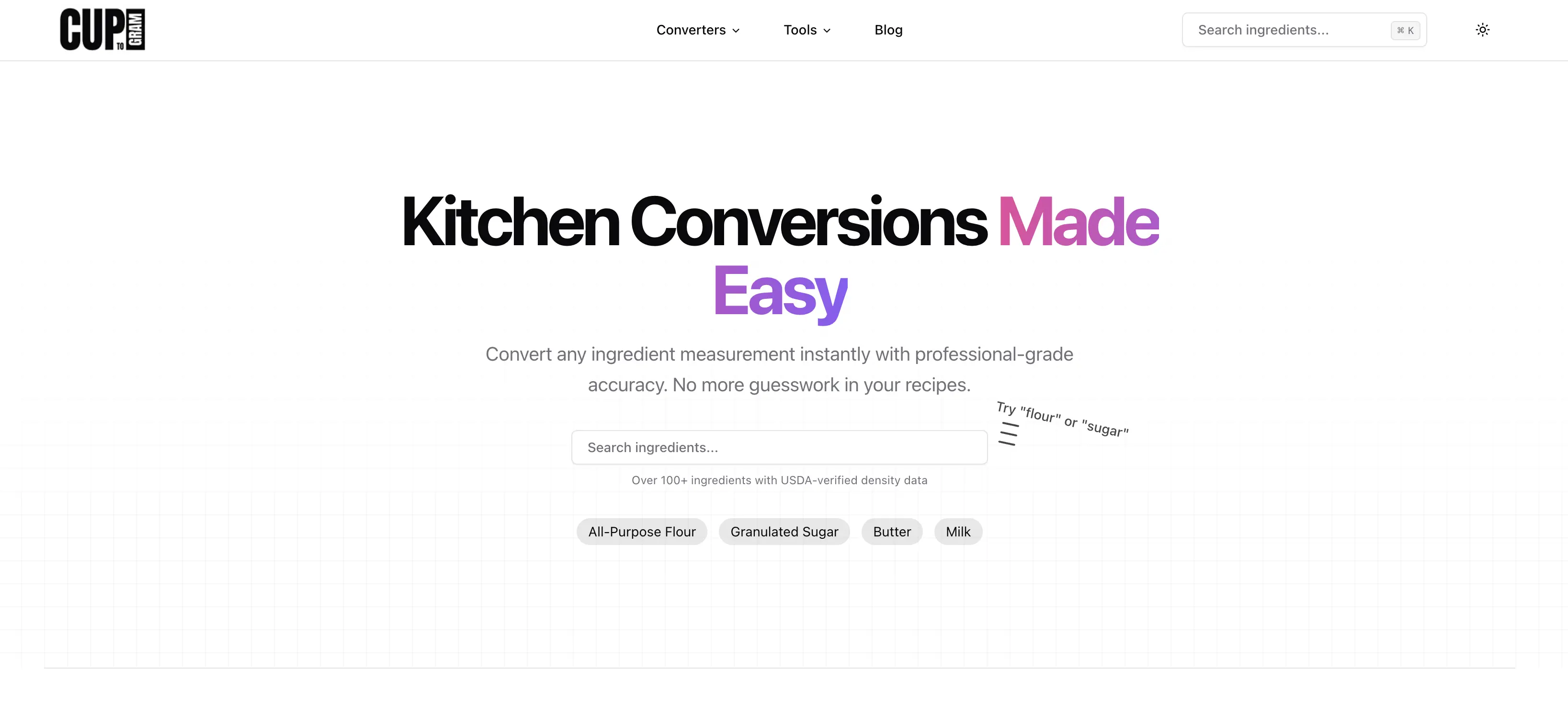 C2G Cup Gram Converter kitchen conversion and recipe tools