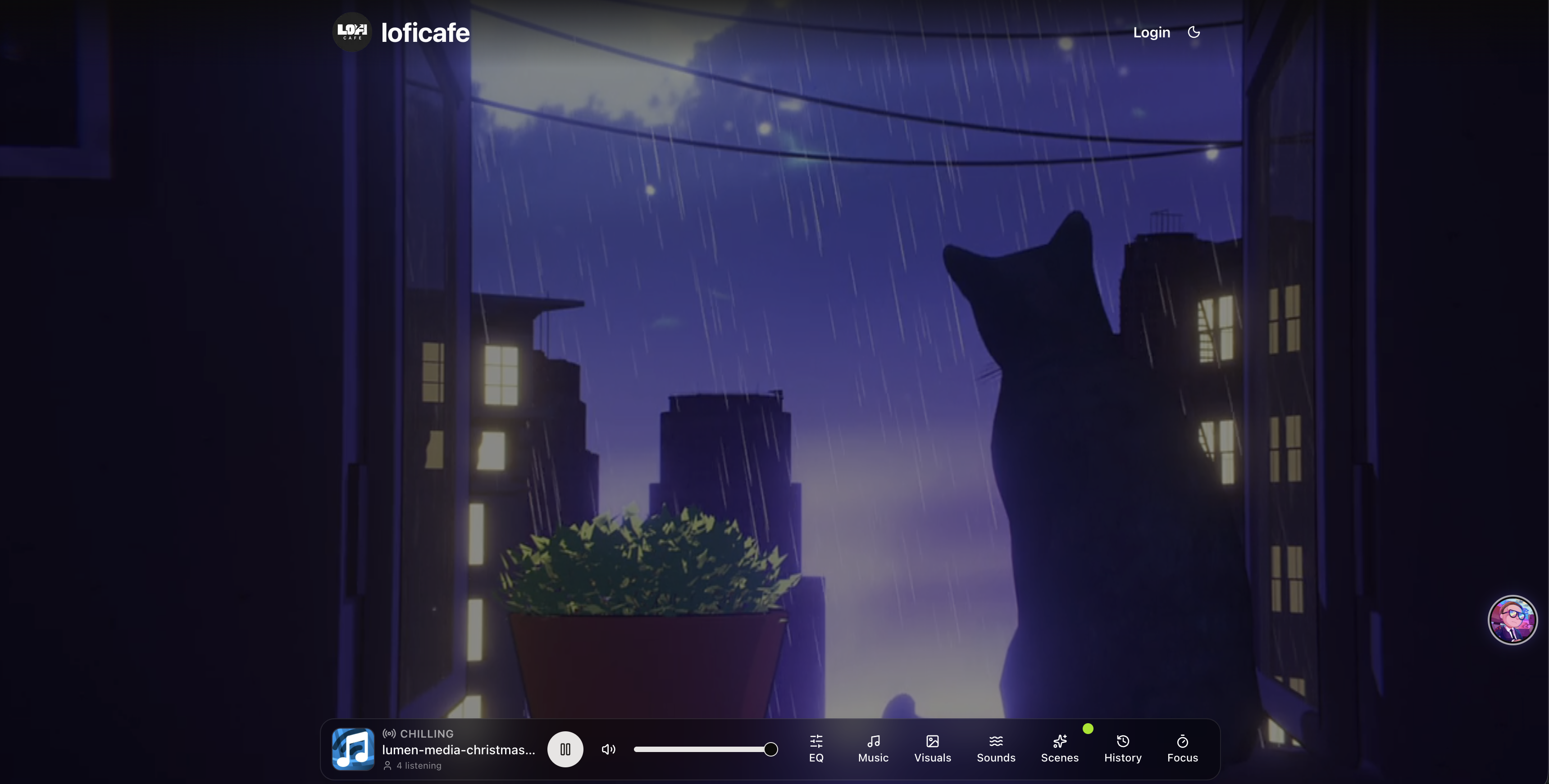 Lofi Cafe radio player and customizable listening workspace
