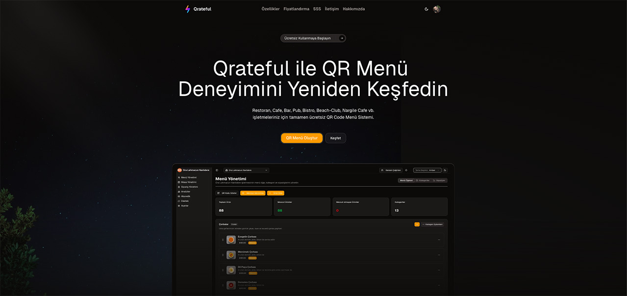Qrateful digital QR menu platform for restaurants
